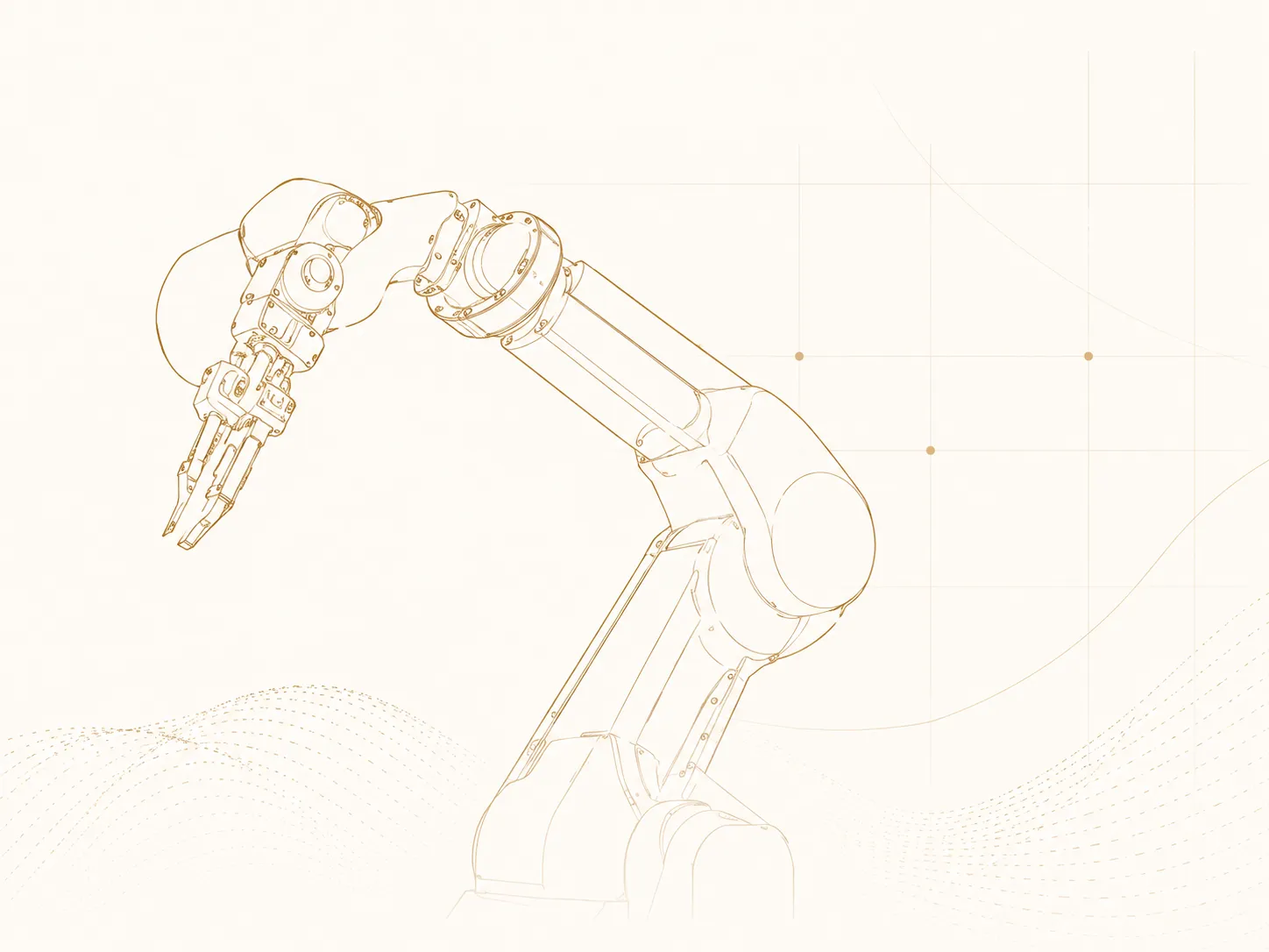 Line illustration of an industrial robotic arm
