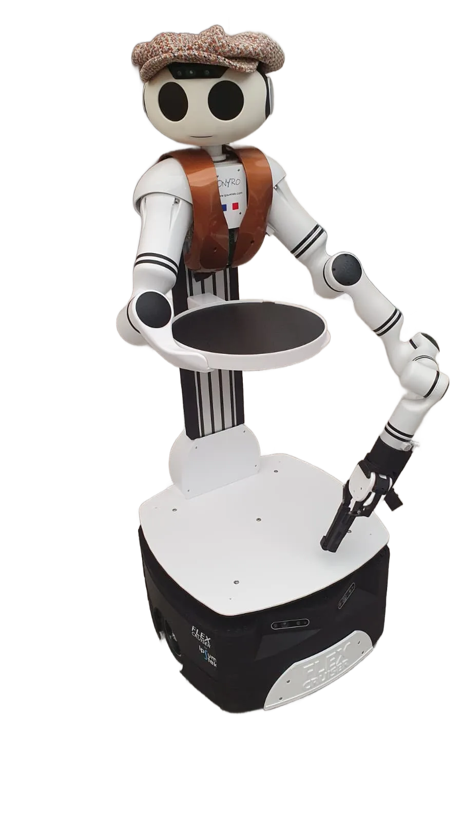 Robot de service ONYRO avec plateaux et bras robotisé